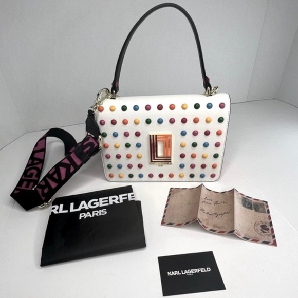 Karl Lagerfeld Paris Simone Rainbow Studded Crossbody - Picture 1 of 14